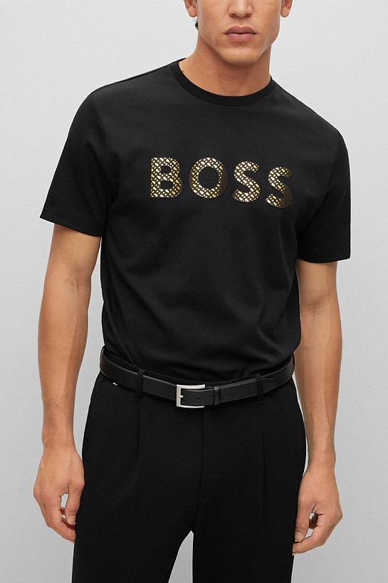 Футболка чёрного цвета Hugo Boss monogram-filled
