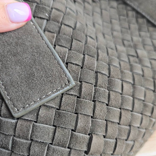 Замшевая сумка Bottega Veneta Cabat 40x28 см - Green   