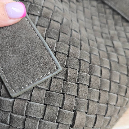 Замшевая сумка Bottega Veneta Cabat 40x28 см - Green