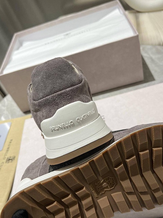 Женские замшевые кроссовки Brunello Cucinelli Monili Premium - Grey