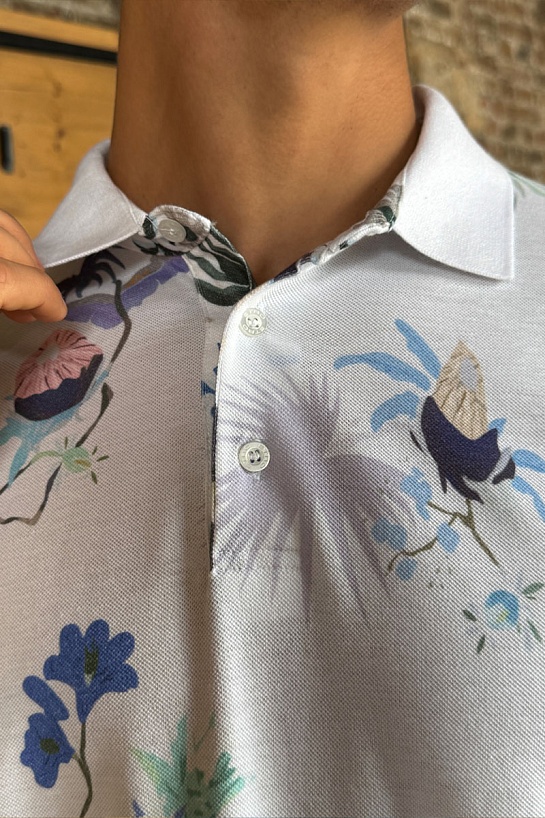 Мужское поло Etro "Floral" - White