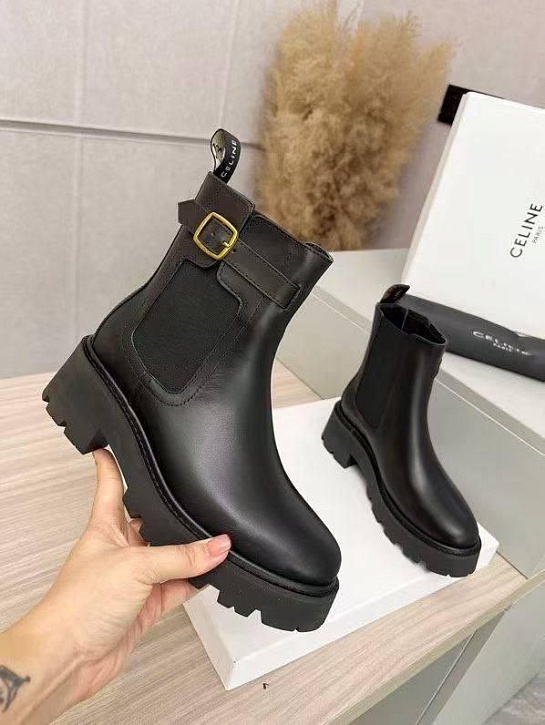 Женские кожаные сапоги Celine premium - Black