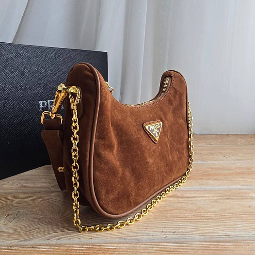 Замшевая сумка Prada re Edition 23x12 см - Brown   