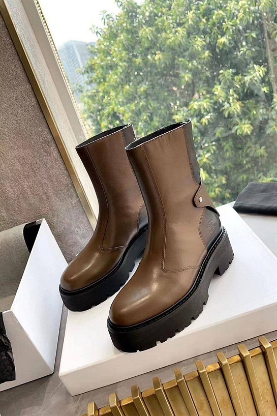 Женские коричневые кожаные ботинки Celine Premium