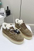 Женские замшевые кроссовки с мехом Prada premium - Brown