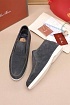 Замшевые лоферы с мехом Loro Piana Open Walk - Grey