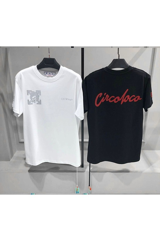 Чёрная оверсайз футболка Off-White x Circoloco glitter-logo