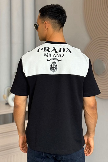 Мужская футболка Prada Milano - Black / White   