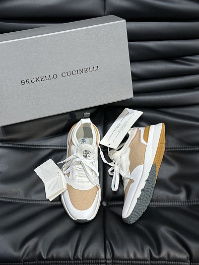 Комбинированные кроссовки Brunello Cucinelli panelled-design - White / Beige   