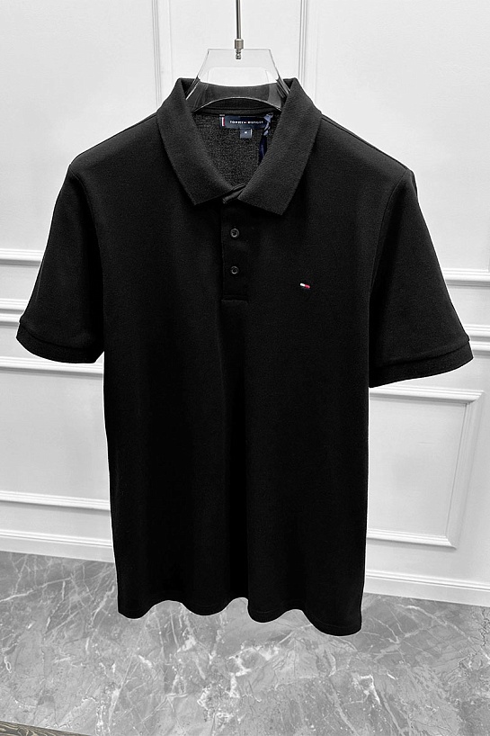 Мужское чёрное поло Tommy Hilfiger