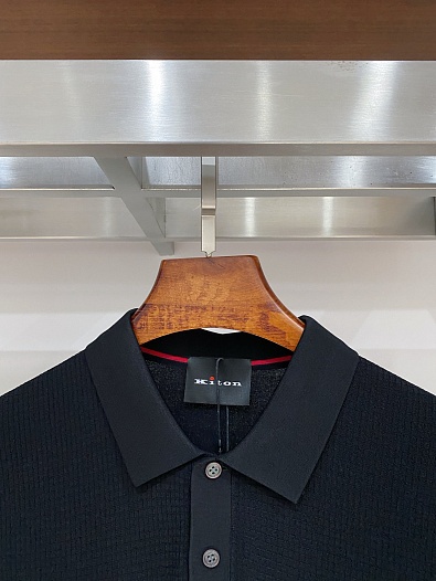 Мужское чёрное поло Kiton premium   