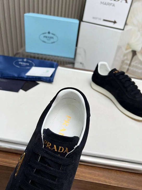 Женские замшевые кроссовки Prada Premium - Black