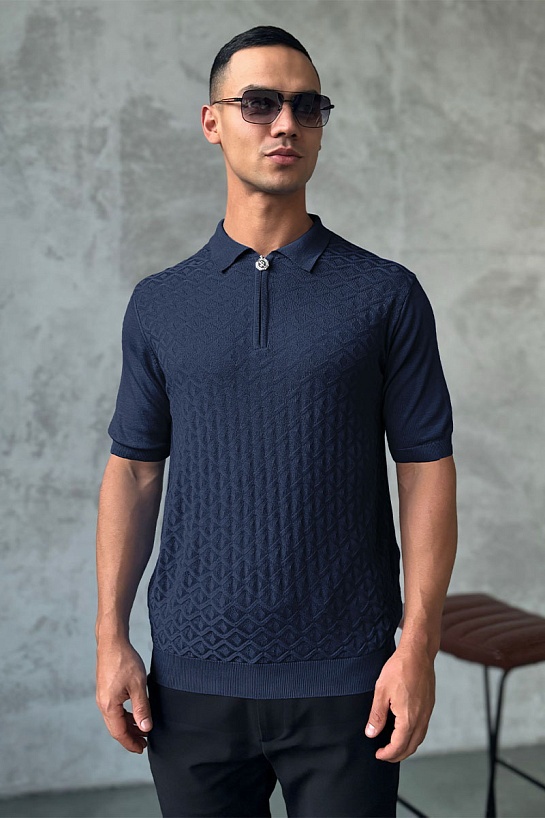 Мужское поло Stefano Ricci тёмно-синего цвета