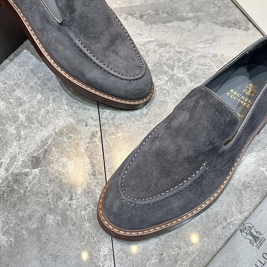Замшевые лоферы Brunello Cucinelli - Dark Grey
