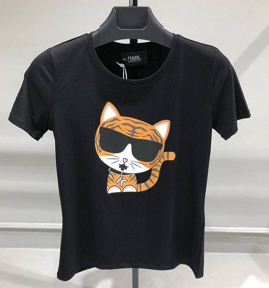 Женская брендовая футболка Karl Lagerfeld чёрного цвета