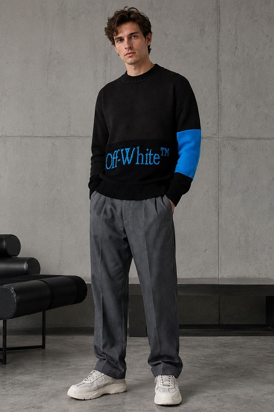 Мужской свитер Off-White colorblock - Brown / Black