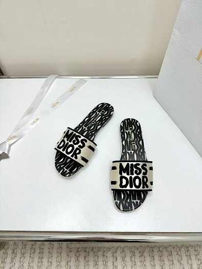 Женские шлёпанцы Dior Dway Premium - Black   