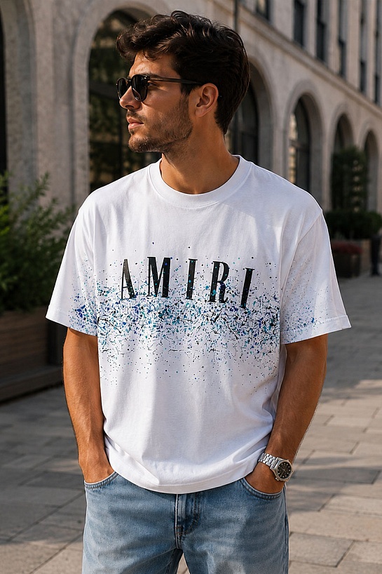Оверсайз футболка Amiri "Paint Splatter" - White