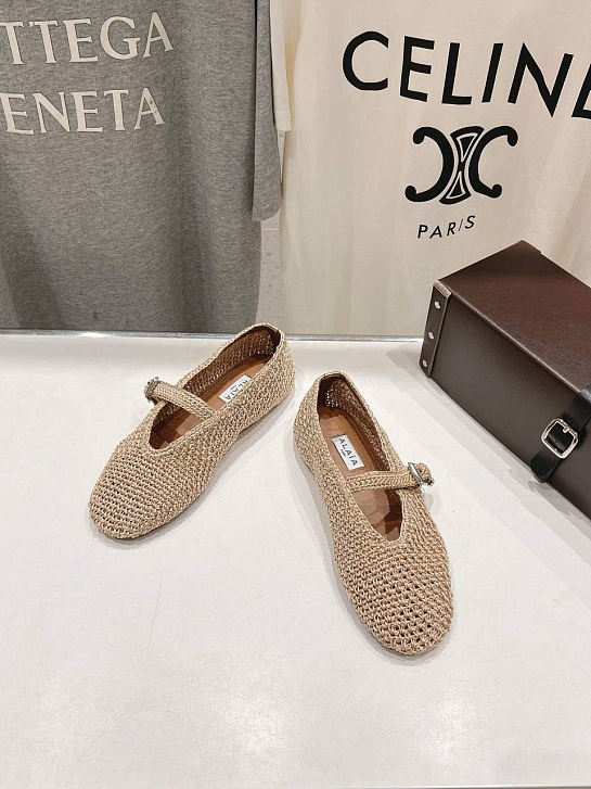 Женские плетёные балетки ALaia Premium - Beige