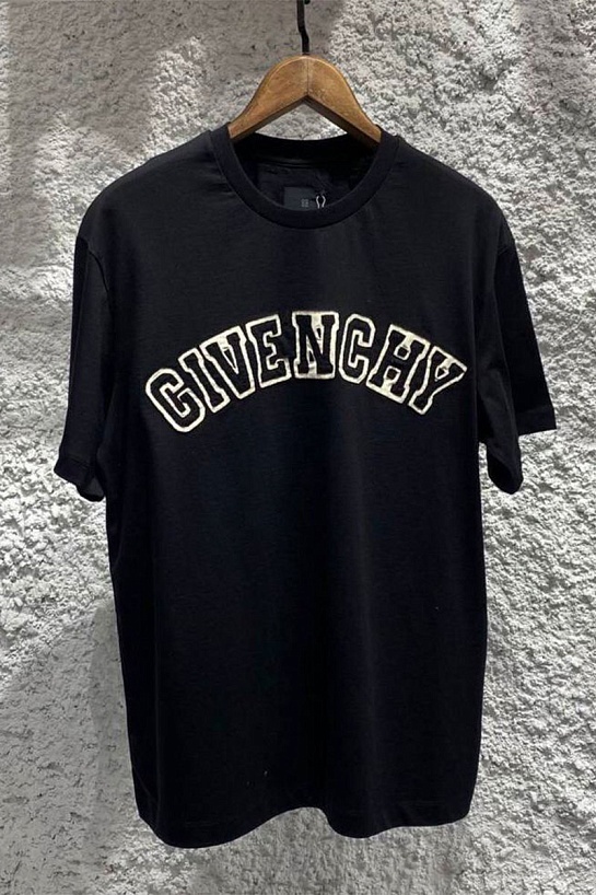 Чёрная оверсайз футболка Givenchy college logo-embroidered