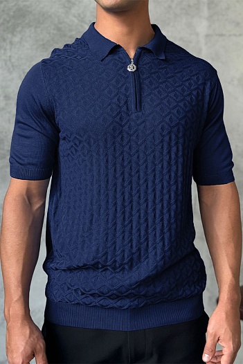 Мужское поло Stefano Ricci синего цвета   