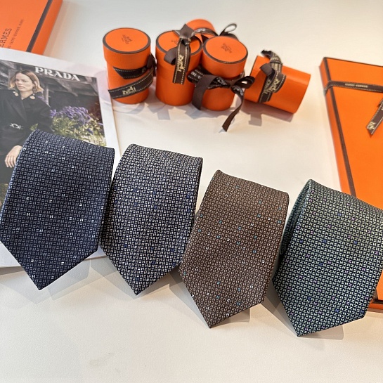 Галстук Hermes geometric logo-print premium - Brown