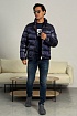 Тёмно-синий пуховик Moncler Maya logo-patch