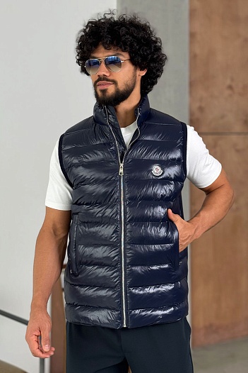 Мужской тёмно-синий жилет Moncler   