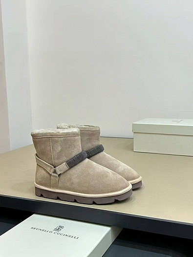 Женские замшевые угги с мехом Brunello Cucinelli Monili Premium   