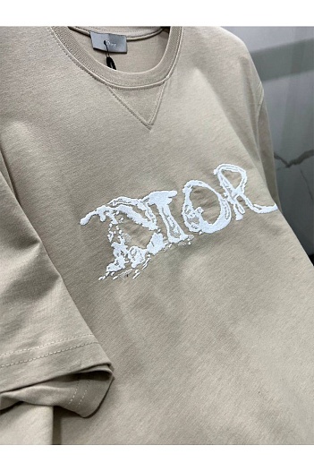 Мужская оверсайз футболка Dior бежевого цвета   