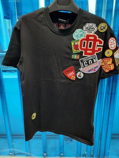 Чёрная оверсайз футболка Dsquared2 embroidered logo patch   