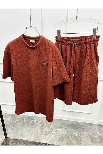 Мужская бордовая футболка Dior logo all-over embossed   