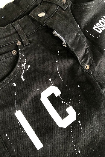 Джинсовые мужские шорты Dsquared2 "ICON" - Black   