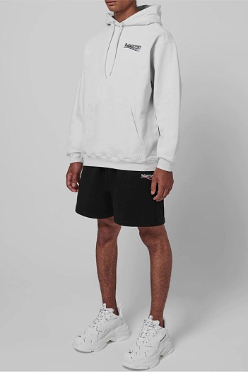 Чёрные мужские шорты Balenciaga Political Campaign logo   