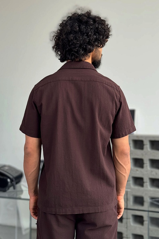 Мужская рубашка Loro Piana коричневого цвета