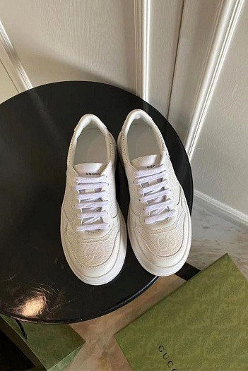 Мужские кожаные кроссовки Gucci - White   