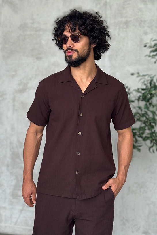 Мужская рубашка Loro Piana коричневого цвета