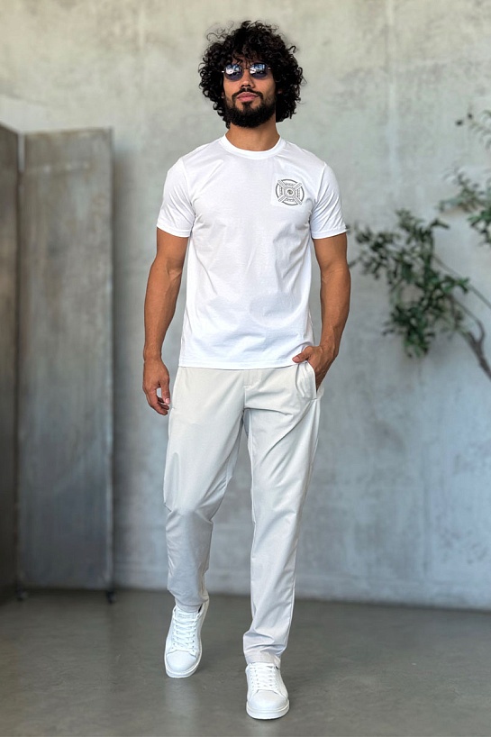 Мужские светло-бежевые брюки Zilli slim fit