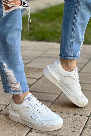 Женские кожаные кроссовки Dolce & Gabbana New Roma - White   