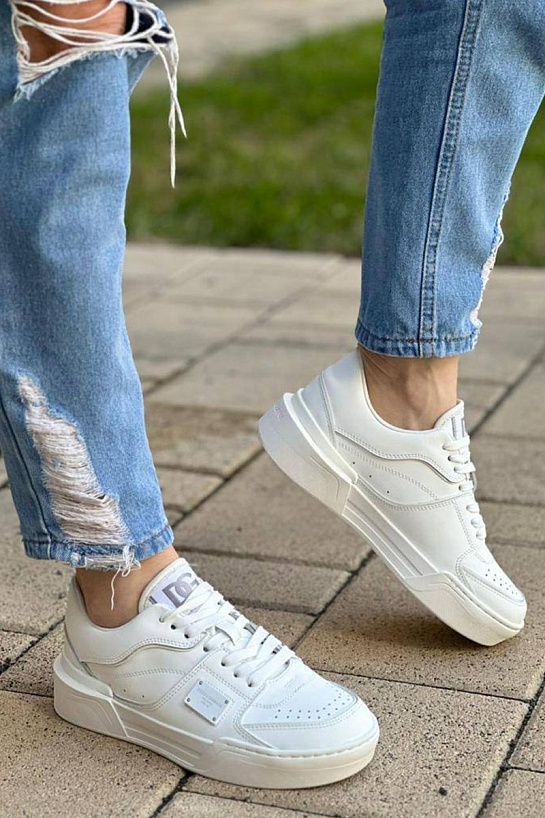 Женские кожаные кроссовки Dolce & Gabbana New Roma - White