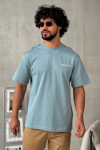 Мужская синяя футболка Golden Goose   