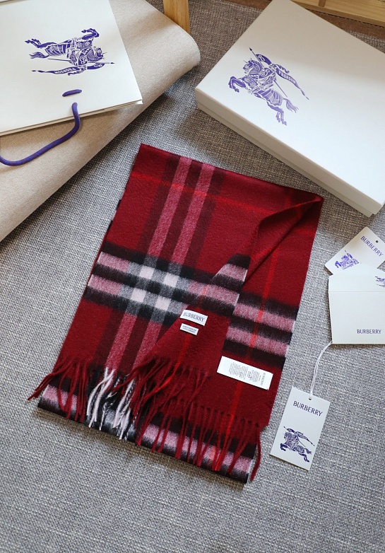 Шарф Burberry two-tone Check premium 168x30 см - Burgundy