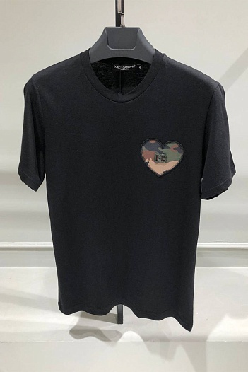 Чёрная мужская футболка Dolce&Gabbana camouflage heart   