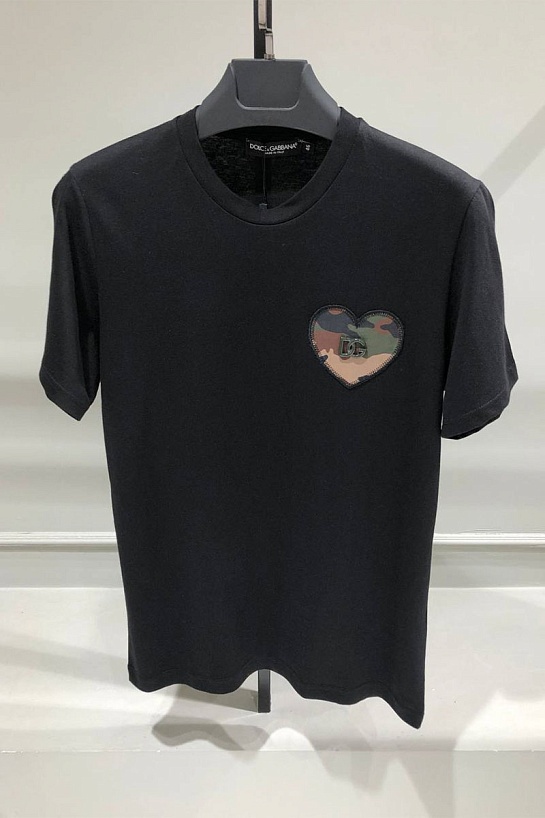 Чёрная мужская футболка Dolce&Gabbana camouflage heart