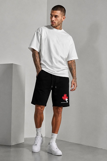 Чёрные мужские шорты Dsquared2 maple leaf-print   