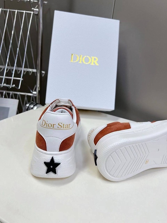 Женские комбинированные кроссовки  Dior Stars - Brown