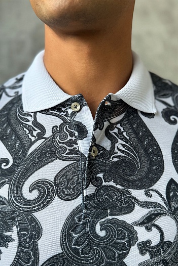 Мужское поло Etro "Floral" - White / Grey   