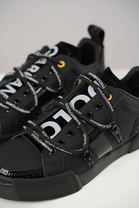 Черные кожаные кроссовки Dolce & Gabbana