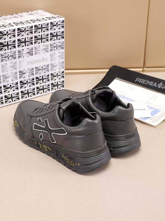 Кожаные кроссовки с мехом Premiata low-top - Grey