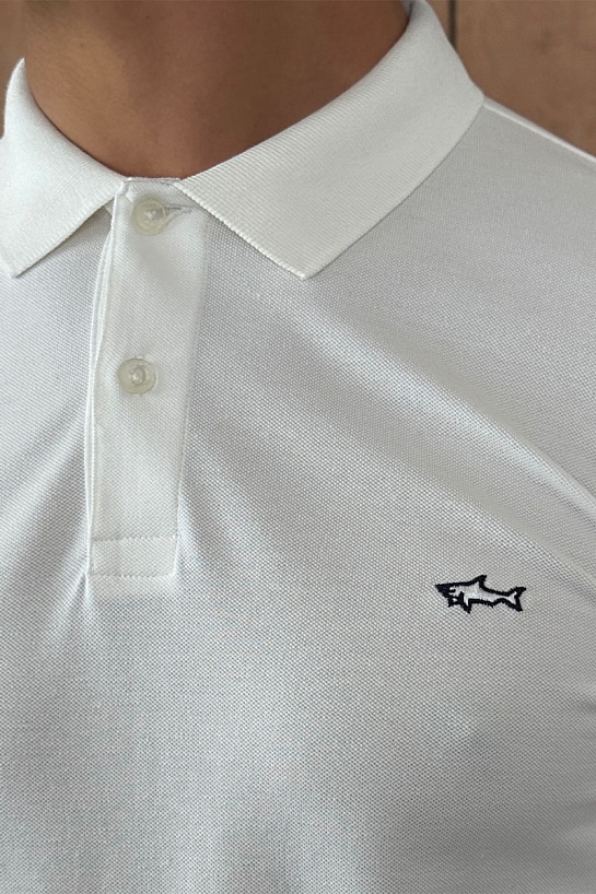Белое поло Paul & Shark logo-embroidered